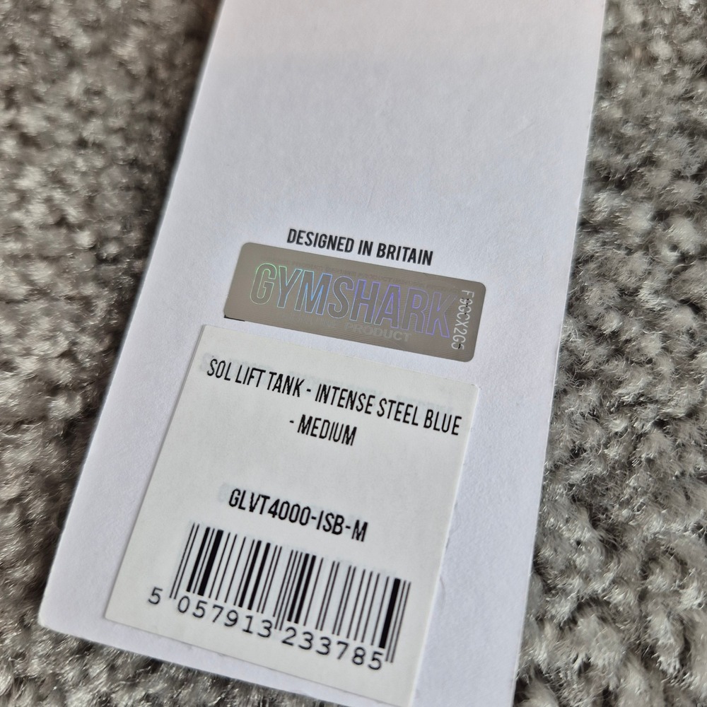 Gymshark Sol Lift Tank Intense Steel Blue Womens Medium GLVT4000-ISB NWT - Picture 4 of 11